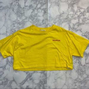 Forever 21 cropped neon yellow Honda tee